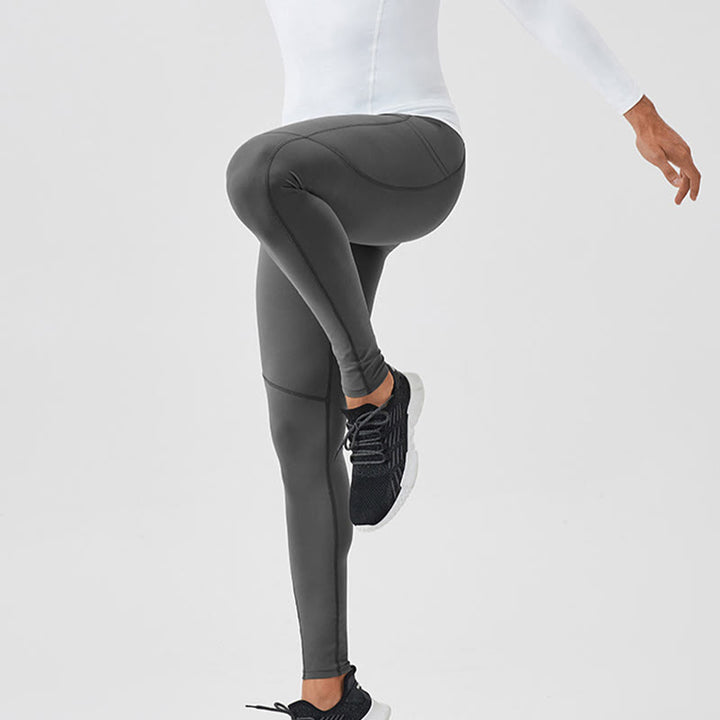 Pantaloni sportivi da uomo elastici e traspiranti con vita alta, tinta unita, Buddha Stones, con tasca posteriore con cerniera