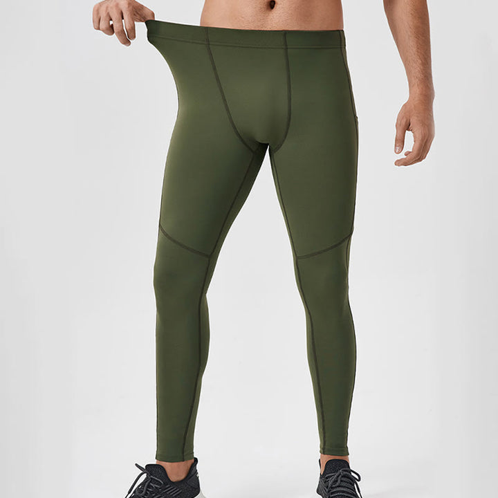 Pantaloni sportivi da uomo elastici e traspiranti con vita alta, tinta unita, Buddha Stones, con tasca posteriore con cerniera