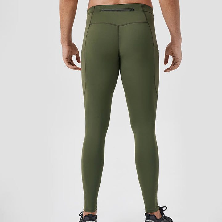 Pantaloni sportivi da uomo elastici e traspiranti con vita alta, tinta unita, Buddha Stones, con tasca posteriore con cerniera