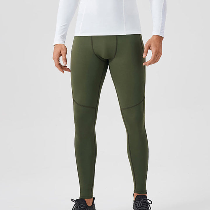 Pantaloni sportivi da uomo elastici e traspiranti con vita alta, tinta unita, Buddha Stones, con tasca posteriore con cerniera
