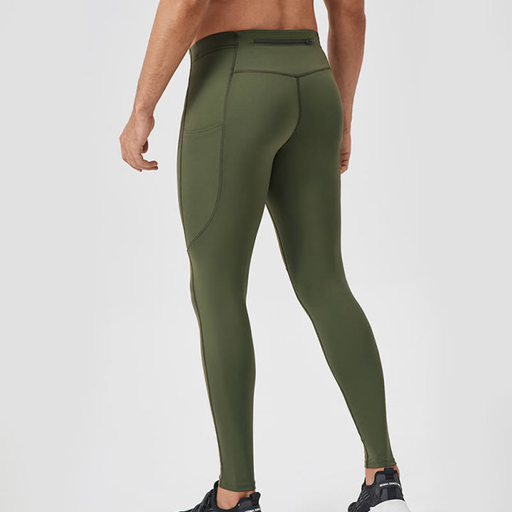 Pantaloni sportivi da uomo elastici e traspiranti con vita alta, tinta unita, Buddha Stones, con tasca posteriore con cerniera
