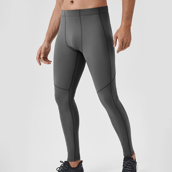 Pantaloni sportivi da uomo elastici e traspiranti con vita alta, tinta unita, Buddha Stones, con tasca posteriore con cerniera