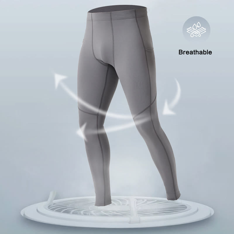 Pantaloni sportivi da uomo elastici e traspiranti con vita alta, tinta unita, Buddha Stones, con tasca posteriore con cerniera