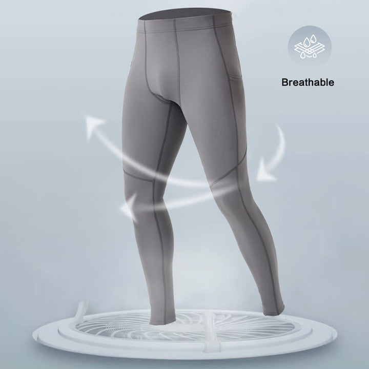 Pantaloni sportivi da uomo elastici e traspiranti con vita alta, tinta unita, Buddha Stones, con tasca posteriore con cerniera