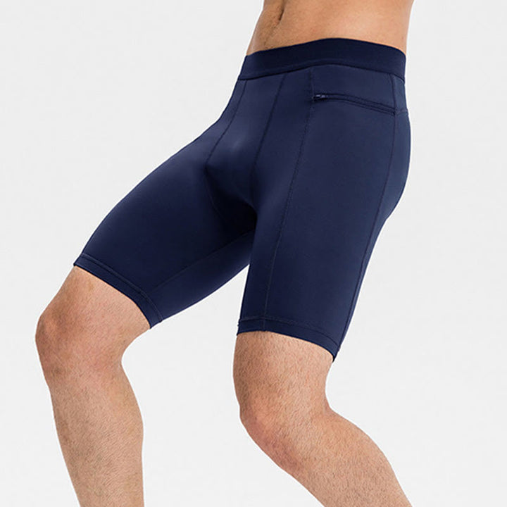 Buddha Stones Pantaloncini sportivi aderenti elasticizzati ad alta elasticità ad asciugatura rapida con tasche con cerniera da uomo