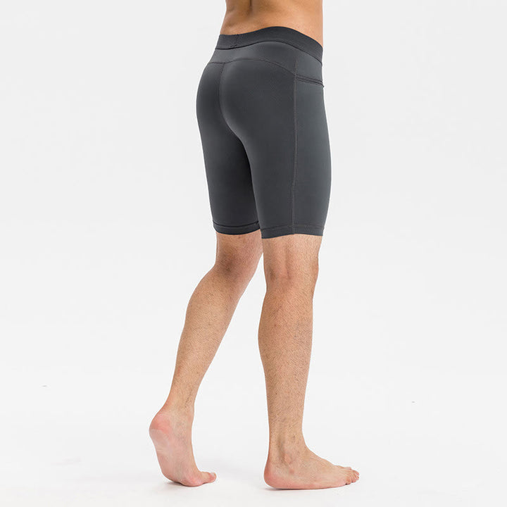 Buddha Stones Pantaloncini sportivi aderenti elasticizzati ad alta elasticità ad asciugatura rapida con tasche con cerniera da uomo