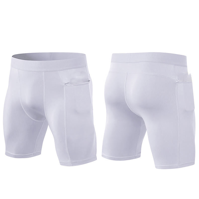 Buddha Stones Pantaloncini sportivi aderenti elasticizzati ad alta elasticità ad asciugatura rapida con tasche con cerniera da uomo