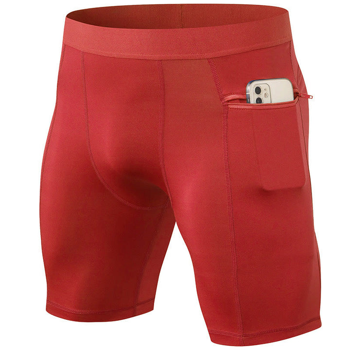 Buddha Stones Pantaloncini sportivi aderenti elasticizzati ad alta elasticità ad asciugatura rapida con tasche con cerniera da uomo