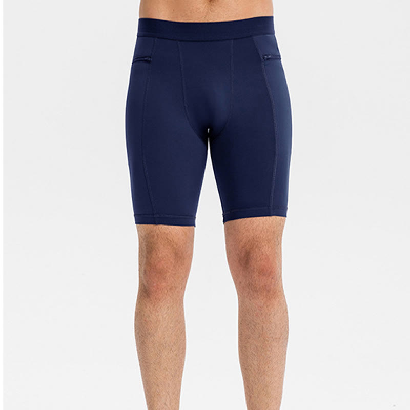 Buddha Stones Pantaloncini sportivi aderenti elasticizzati ad alta elasticità ad asciugatura rapida con tasche con cerniera da uomo