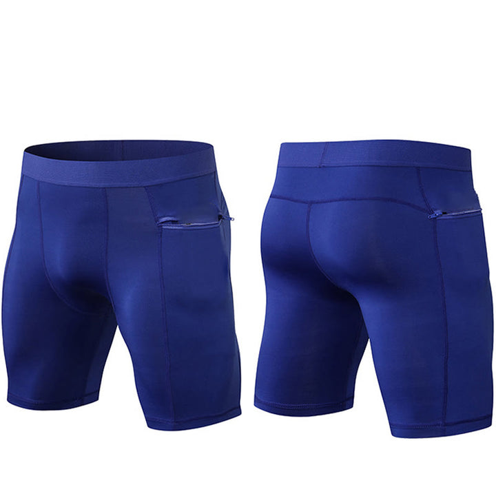 Buddha Stones Pantaloncini sportivi aderenti elasticizzati ad alta elasticità ad asciugatura rapida con tasche con cerniera da uomo