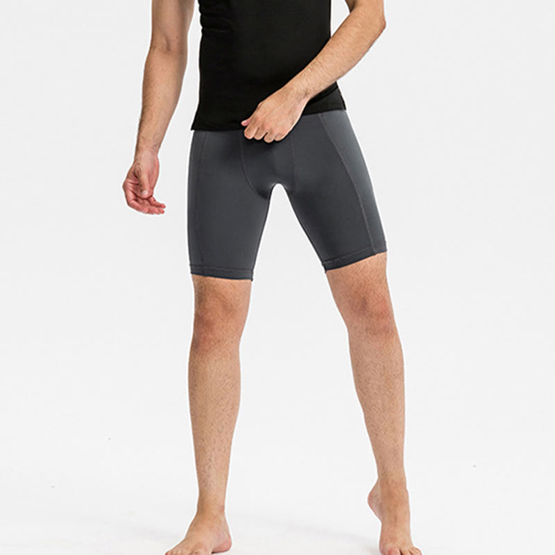 Buddha Stones Pantaloncini sportivi aderenti elasticizzati ad alta elasticità ad asciugatura rapida con tasche con cerniera da uomo
