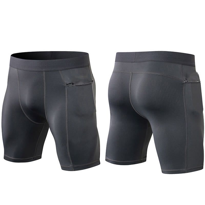 Buddha Stones Pantaloncini sportivi aderenti elasticizzati ad alta elasticità ad asciugatura rapida con tasche con cerniera da uomo
