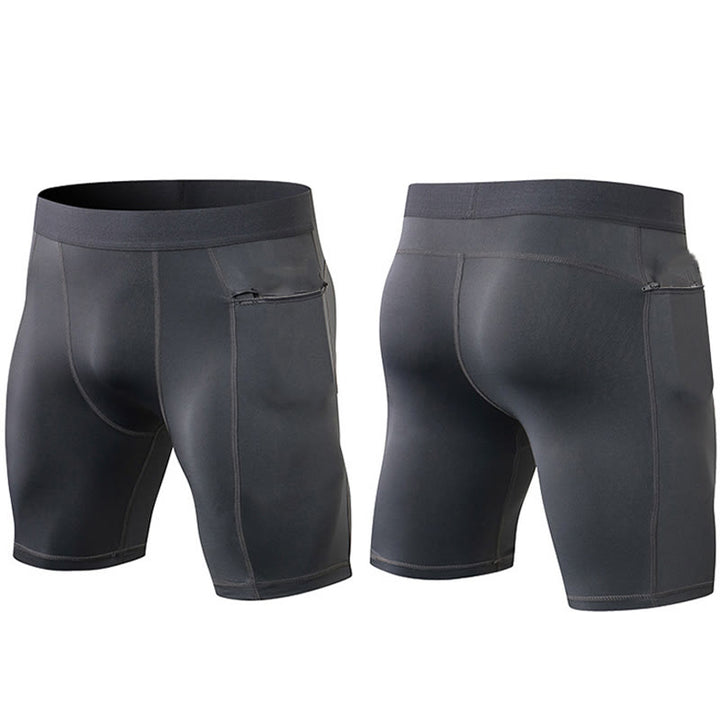 Buddha Stones Pantaloncini sportivi aderenti elasticizzati ad alta elasticità ad asciugatura rapida con tasche con cerniera da uomo