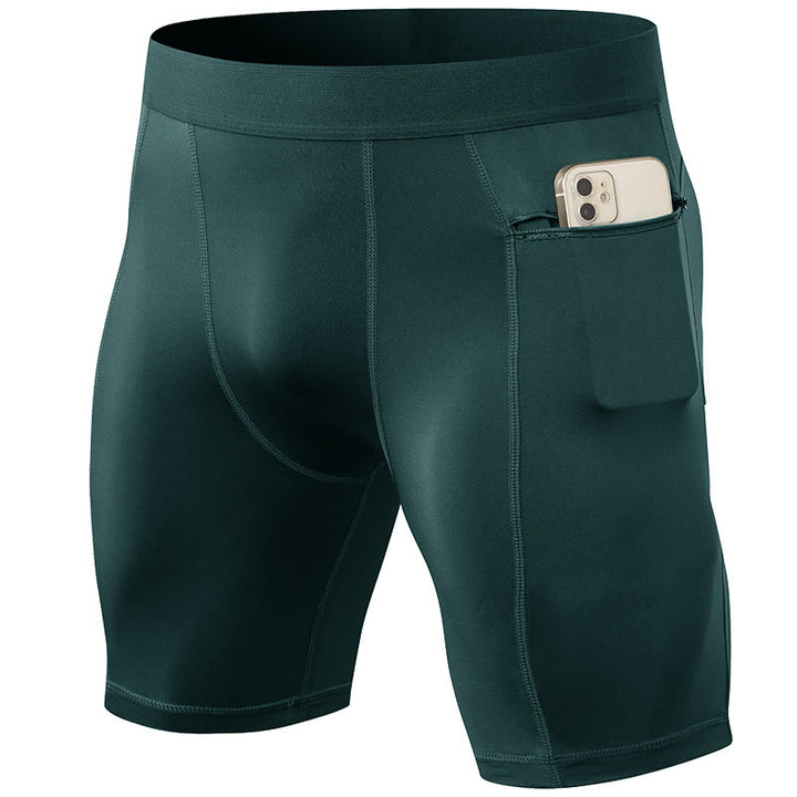 Buddha Stones Pantaloncini sportivi aderenti elasticizzati ad alta elasticità ad asciugatura rapida con tasche con cerniera da uomo