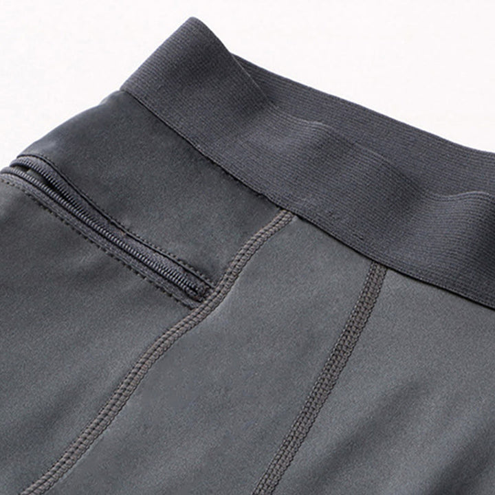 Buddha Stones Pantaloncini sportivi aderenti elasticizzati ad alta elasticità ad asciugatura rapida con tasche con cerniera da uomo