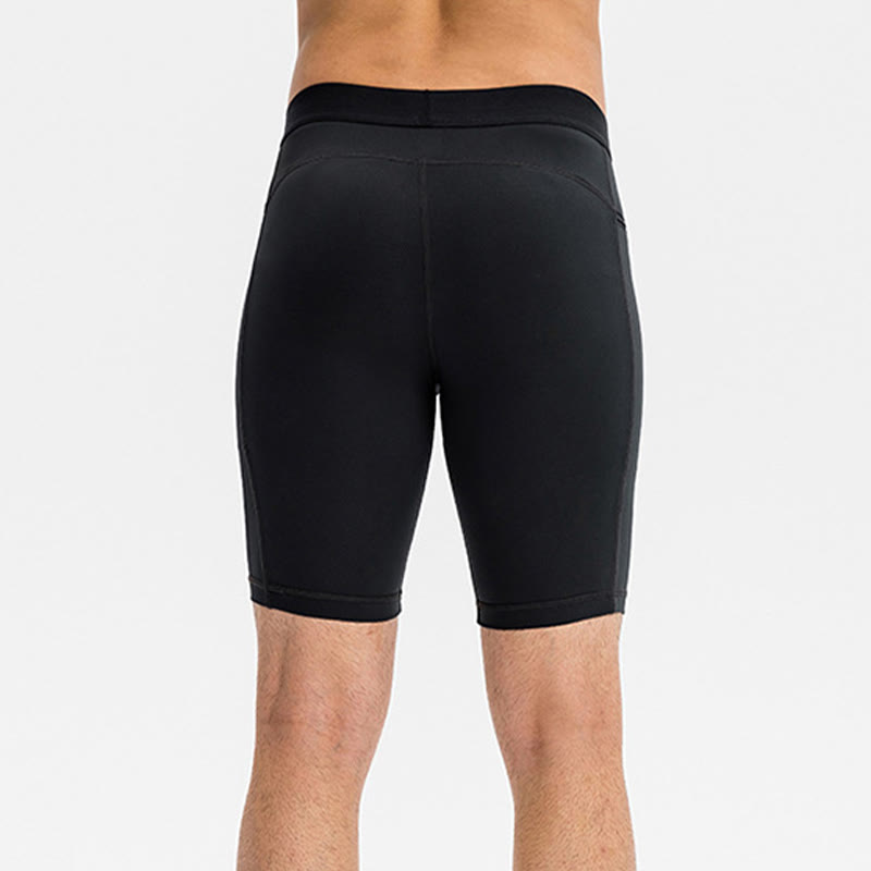 Buddha Stones Pantaloncini sportivi aderenti elasticizzati ad alta elasticità ad asciugatura rapida con tasche con cerniera da uomo