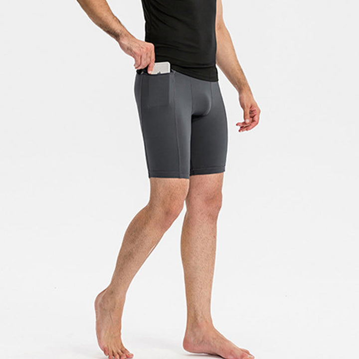 Buddha Stones Pantaloncini sportivi aderenti elasticizzati ad alta elasticità ad asciugatura rapida con tasche con cerniera da uomo