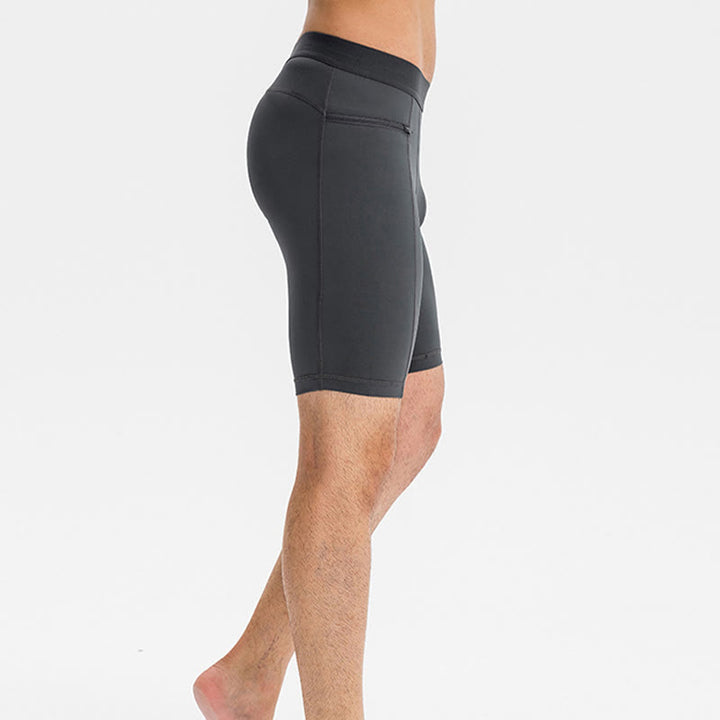 Buddha Stones Pantaloncini sportivi aderenti elasticizzati ad alta elasticità ad asciugatura rapida con tasche con cerniera da uomo - image 8