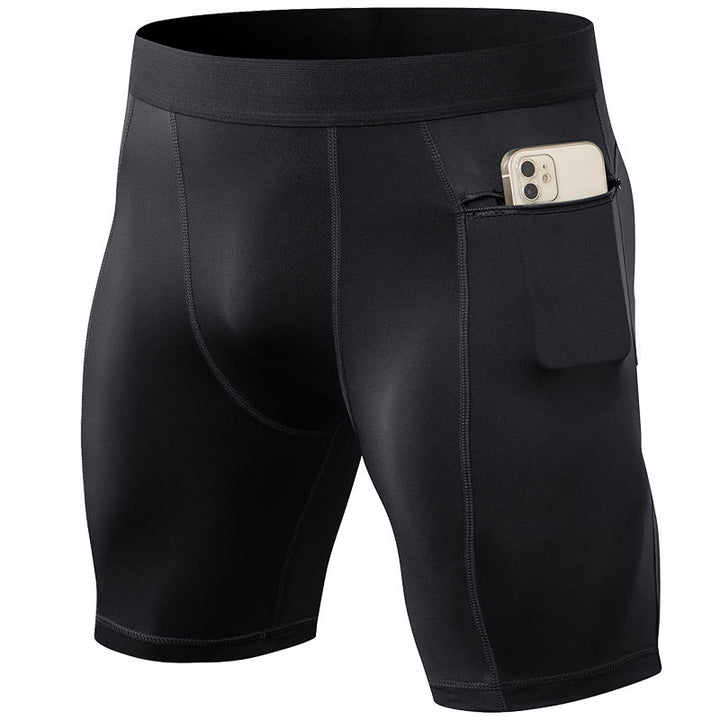 Buddha Stones Pantaloncini sportivi aderenti elasticizzati ad alta elasticità ad asciugatura rapida con tasche con cerniera da uomo