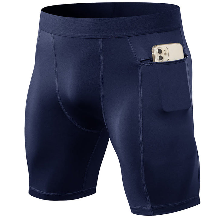 Buddha Stones Pantaloncini sportivi aderenti elasticizzati ad alta elasticità ad asciugatura rapida con tasche con cerniera da uomo