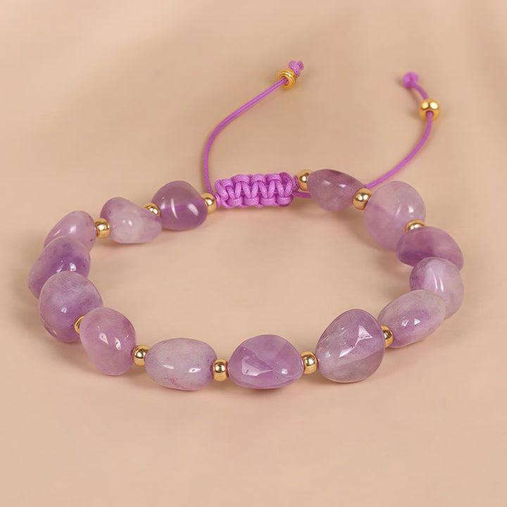 Braccialetto di equilibrio con corda intrecciata in ametista di forma irregolare Buddha Stones