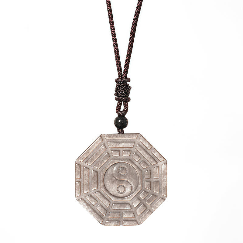 Collana con Buddha Stones, argento, lucentezza, ossidiana, simbolo di Yin e Yang, protezione - image 9