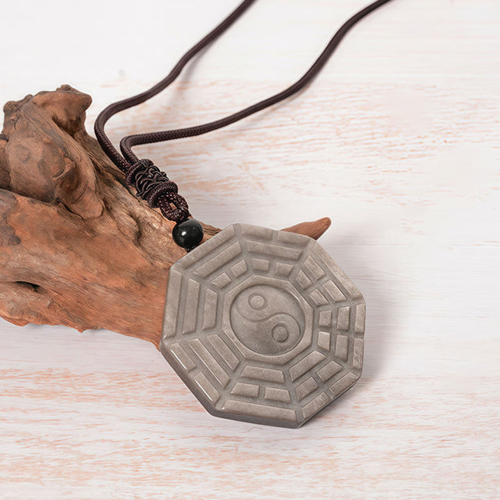 Collana con Buddha Stones, argento, lucentezza, ossidiana, simbolo di Yin e Yang, protezione - image 3