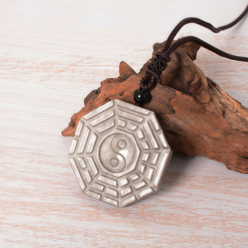 Collana con Buddha Stones, argento, lucentezza, ossidiana, simbolo di Yin e Yang, protezione - image 2