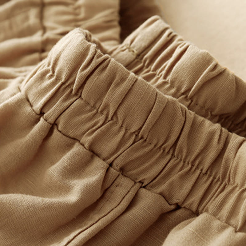 Pantaloni harem da donna in cotone con tasche, lunghezza 7-8, in tessuto patchwork con ricamo casual Buddha Stones - image 1