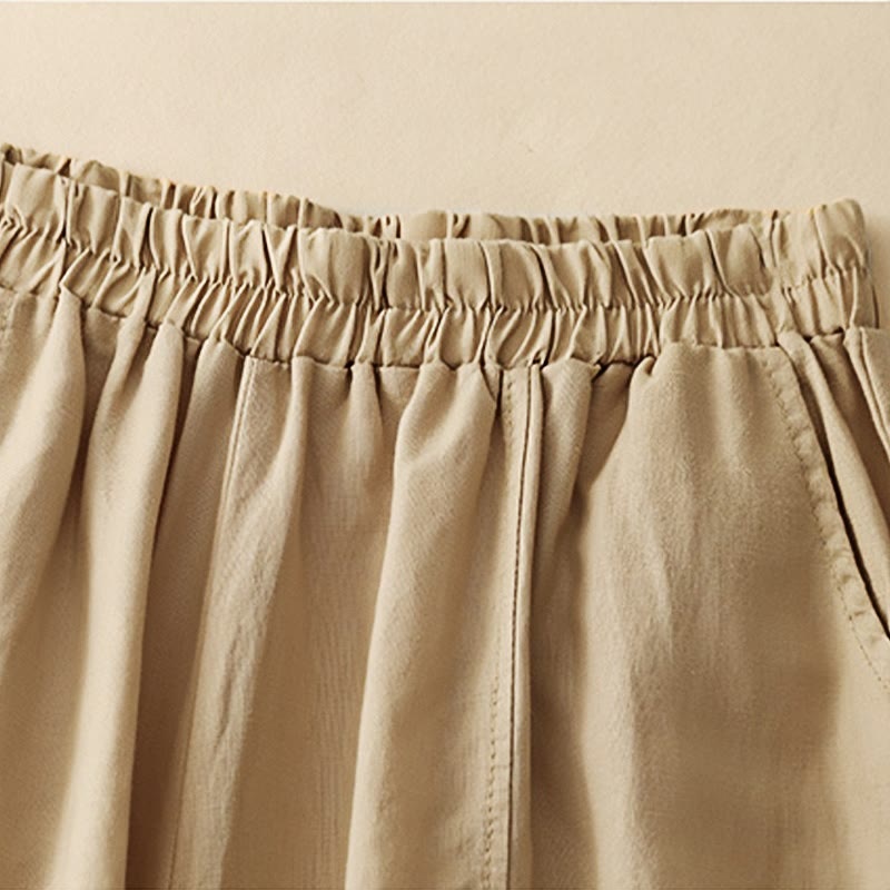 Pantaloni harem da donna in cotone con tasche, lunghezza 7-8, in tessuto patchwork con ricamo casual Buddha Stones - image 3