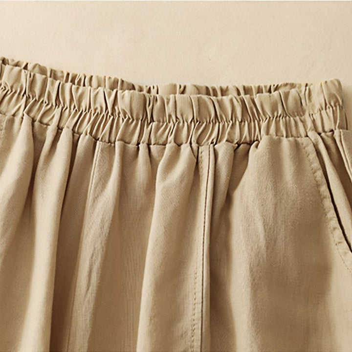 Pantaloni harem da donna in cotone con tasche, lunghezza 7-8, in tessuto patchwork con ricamo casual Buddha Stones - image 3