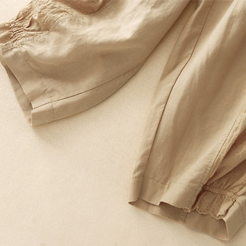 Pantaloni harem da donna in cotone con tasche, lunghezza 7-8, in tessuto patchwork con ricamo casual Buddha Stones - image 2