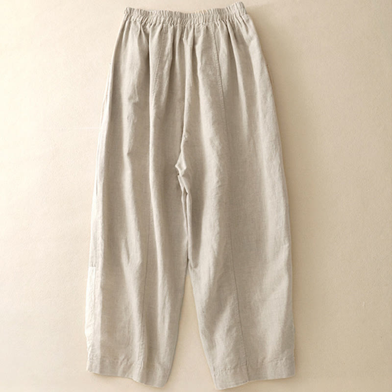 Pantaloni harem da donna in cotone con tasche, lunghezza 7-8, in tessuto patchwork con ricamo casual Buddha Stones - image 6