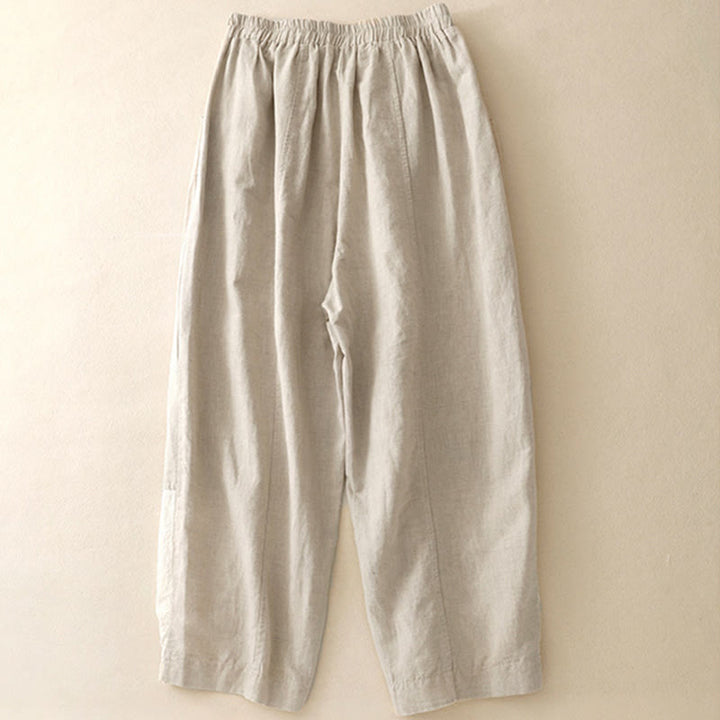 Pantaloni harem da donna in cotone con tasche, lunghezza 7-8, in tessuto patchwork con ricamo casual Buddha Stones - image 6