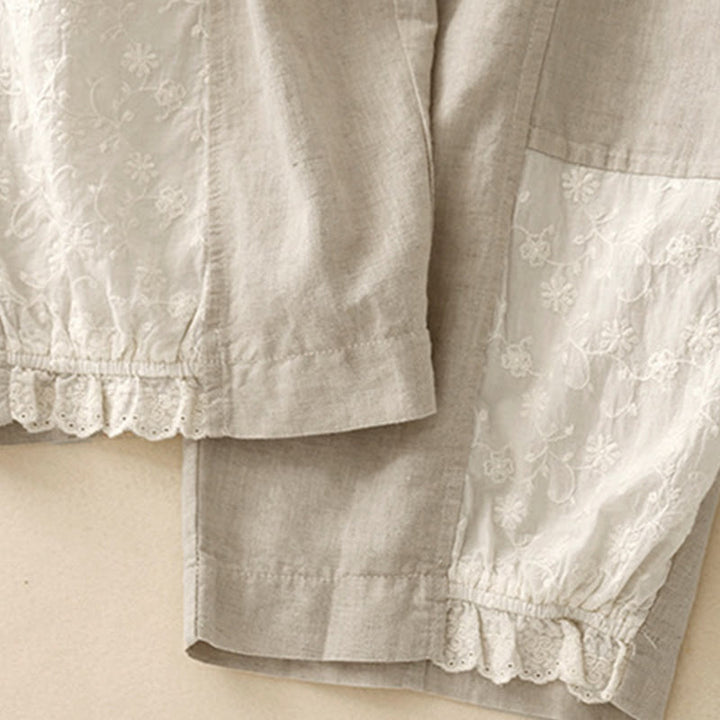 Pantaloni harem da donna in cotone con tasche, lunghezza 7-8, in tessuto patchwork con ricamo casual Buddha Stones - image 15