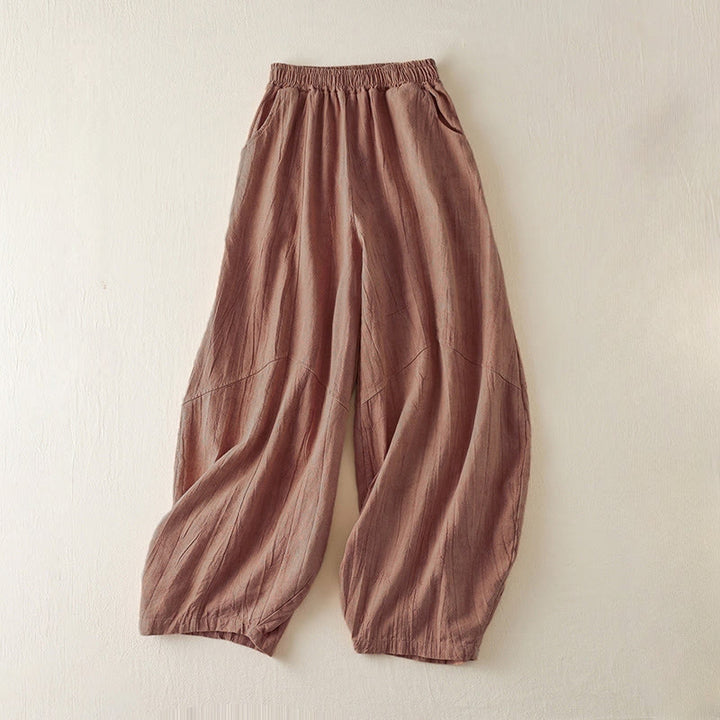Pantaloni harem da donna in cotone con tasche, larghi e dritti, lunghezza 7-8, modello Buddha Stones - IndianRed - US8-10, UK/AU12-14, EU40-42 (2XL) - image 0