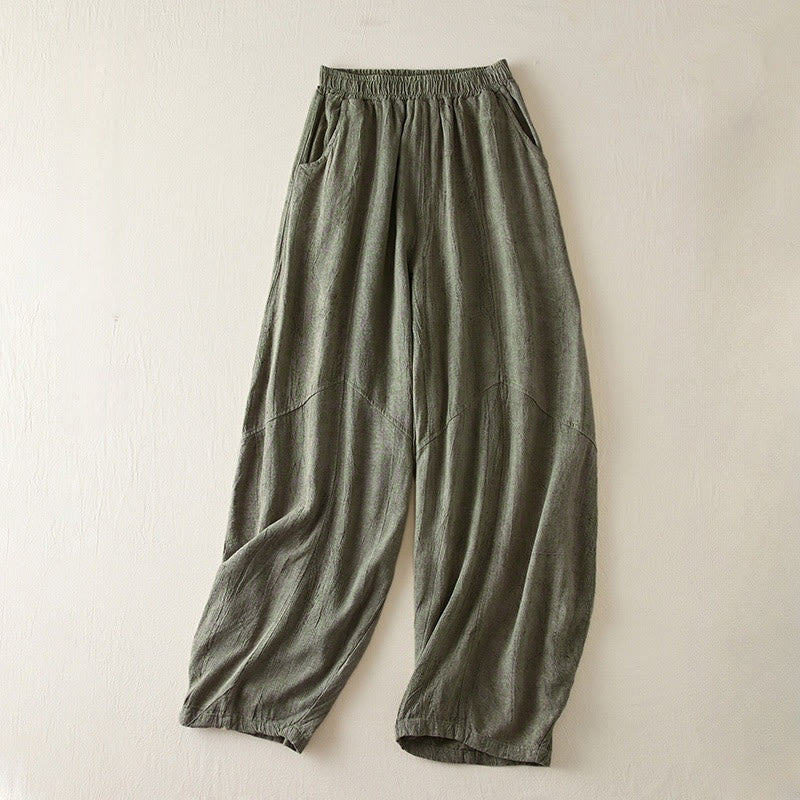 Pantaloni harem da donna in cotone con tasche, larghi e dritti, lunghezza 7-8, modello Buddha Stones - DarkSeaGreen - US8-10, UK/AU12-14, EU40-42 (2XL) - image 9