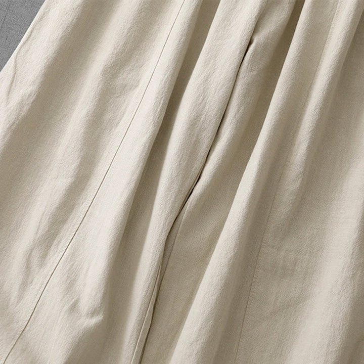 Pantaloni harem in lino e cotone casual tinta unita Buddha Stones da donna, lunghezza 7-8, con tasche