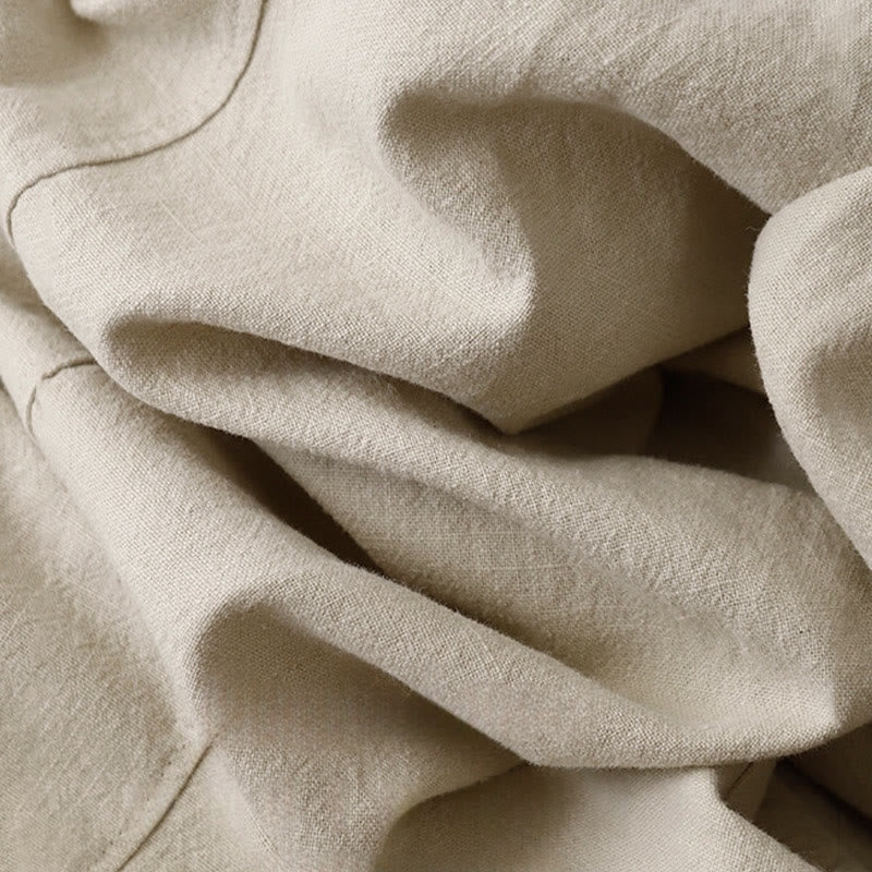 Pantaloni harem in lino e cotone casual tinta unita Buddha Stones da donna, lunghezza 7-8, con tasche - image 8