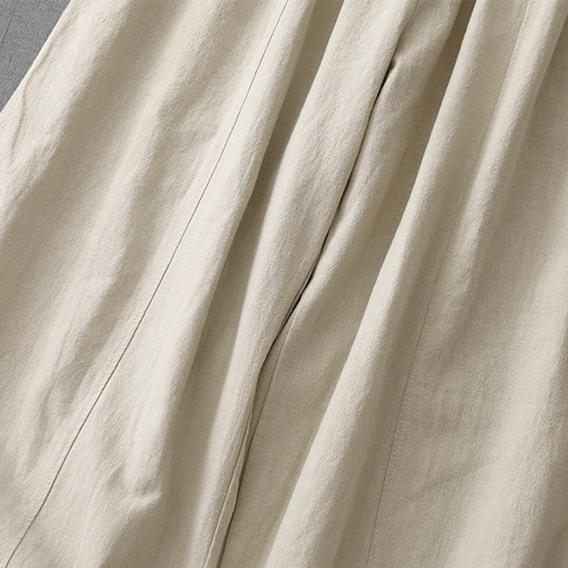 Pantaloni harem in lino e cotone casual tinta unita Buddha Stones da donna, lunghezza 7-8, con tasche - image 5