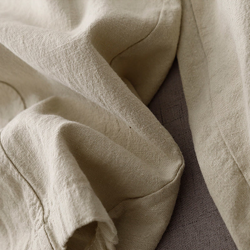 Pantaloni harem in lino e cotone casual tinta unita Buddha Stones da donna, lunghezza 7-8, con tasche - image 10