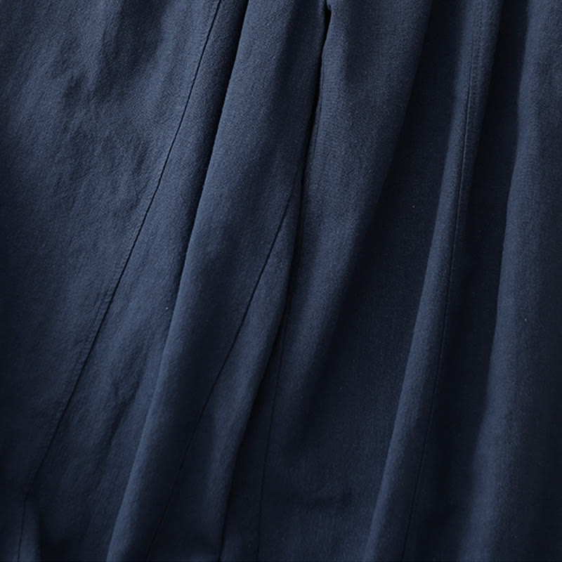 Pantaloni harem in lino e cotone casual tinta unita Buddha Stones da donna, lunghezza 7-8, con tasche - image 21