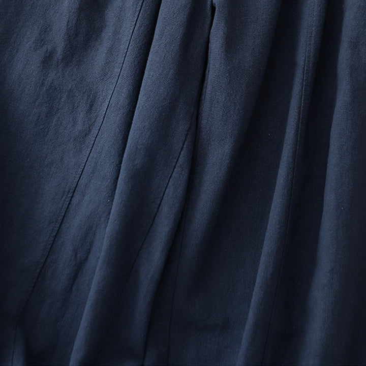 Pantaloni harem in lino e cotone casual tinta unita Buddha Stones da donna, lunghezza 7-8, con tasche - image 21