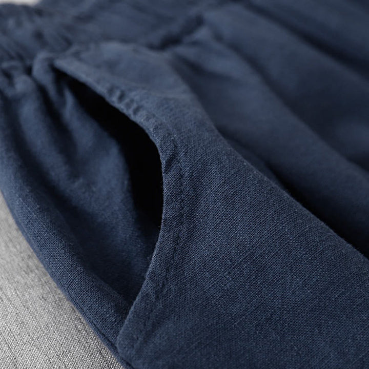 Pantaloni harem in lino e cotone casual tinta unita Buddha Stones da donna, lunghezza 7-8, con tasche - image 23