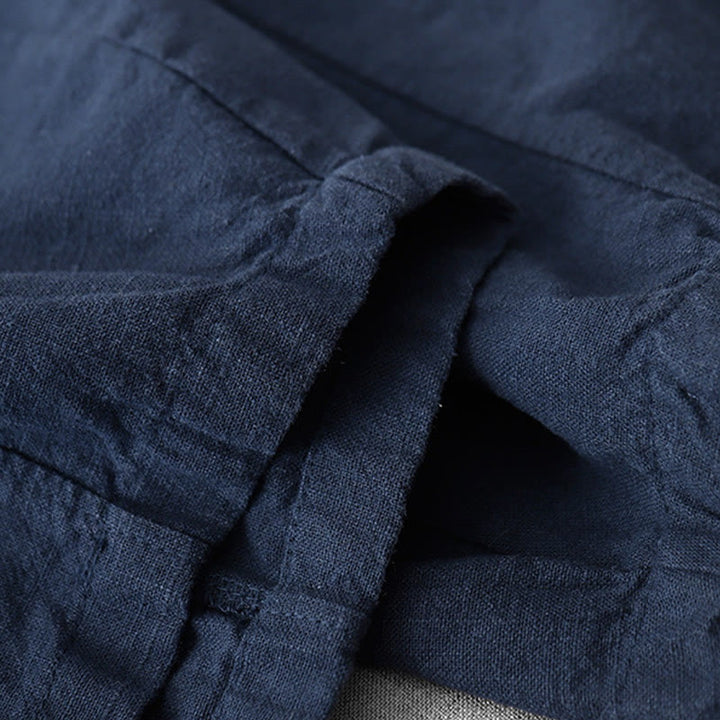 Pantaloni harem in lino e cotone casual tinta unita Buddha Stones da donna, lunghezza 7-8, con tasche