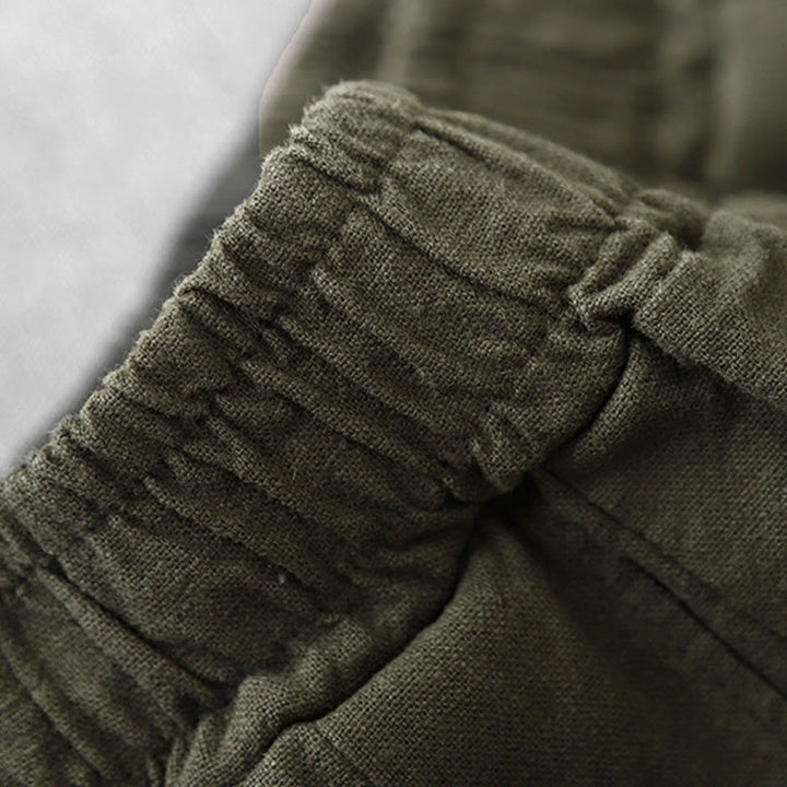Pantaloni harem in lino e cotone casual tinta unita Buddha Stones da donna, lunghezza 7-8, con tasche