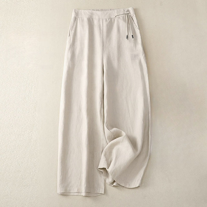 Pantaloni larghi da donna in cotone e lino con tasche, casual, a vita alta, tinta Buddha Stones - Biancheria - US12, UK/AU16, EU44 (3XL) - image 12