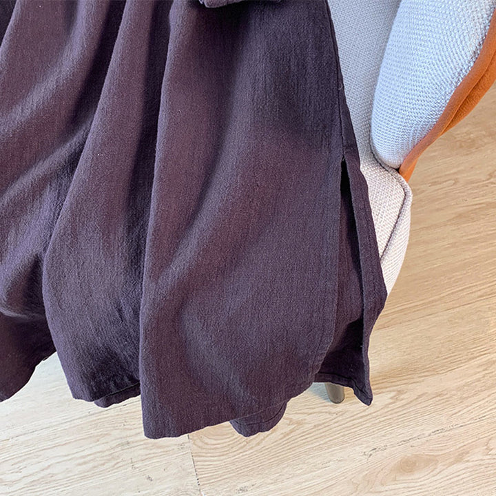 Camicia casual da donna in cotone e lino, a maniche lunghe, con colletto rialzato, abbottonatura a rana, modello Buddha Stones - image 10