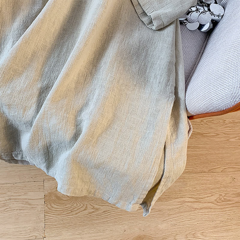 Camicia casual da donna con colletto rialzato, maniche lunghe, bottoni a rana, modello Buddha Stones - image 16