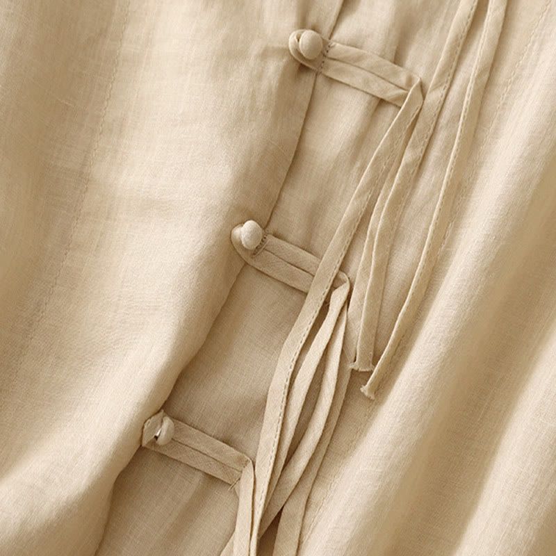 Cardigan in lino e cotone con maniche a mezza campana e scollo a V da donna, casual, motivo Buddha Stones